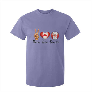 Peace Love Soccer T Shirt For Kid Proud Canadian Fan Gift TS12 Violet Print Your Wear