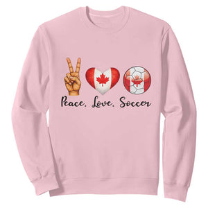 Peace Love Soccer Sweatshirt Proud Canadian Fan Gift TS12 Light Pink Print Your Wear