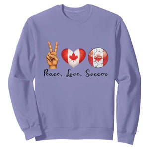 Peace Love Soccer Sweatshirt Proud Canadian Fan Gift TS12 Violet Print Your Wear