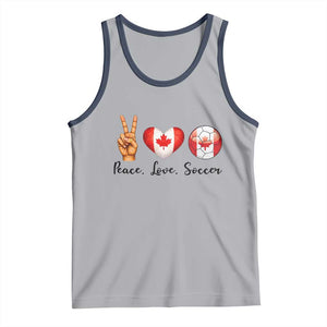 Peace Love Soccer Tank Top Proud Canadian Fan Gift TS12 Athletic Heather Navy Print Your Wear