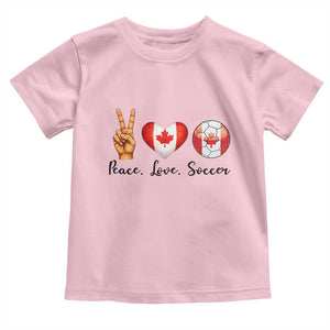 Peace Love Soccer Toddler T Shirt Proud Canadian Fan Gift TS12 Light Pink Print Your Wear