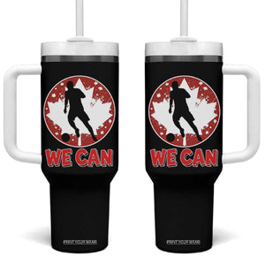 We Can Canada Soccer Tumbler With Handle Canadian Football Fan Pride TS12 One Size: 40 oz Black Print Your Wear