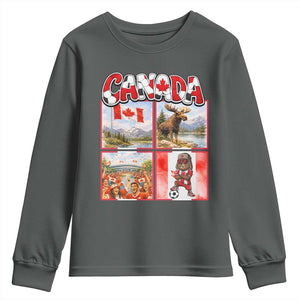 Proud Canada National Soccer Fan 2026 Gift Youth Sweatshirt TS12 Dark Heather Print Your Wear