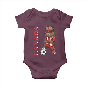 Proud Canada Soccer Beaver Baby Onesie Funny Football Fan Gift TS12 Maroon Print Your Wear