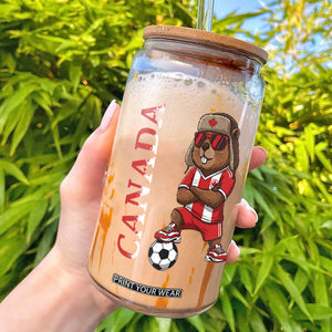 Proud Canada Soccer Beaver Glass Can Funny Football Fan Gift TS12 Black Print Your Wear