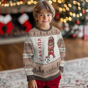 Proud Canada Soccer Beaver Ugly Christmas Sweater Funny Football Fan Gift TS12 Mocha Mousse Print Your Wear
