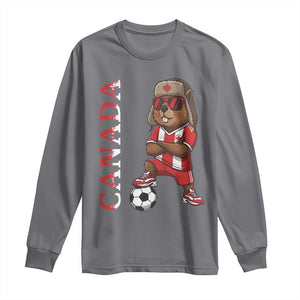 Proud Canada Soccer Beaver Long Sleeve Shirt Funny Football Fan Gift TS12 Charcoal Print Your Wear
