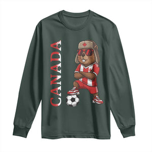 Proud Canada Soccer Beaver Long Sleeve Shirt Funny Football Fan Gift TS12 Dark Forest Green Print Your Wear