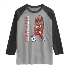 Proud Canada Soccer Beaver Raglan Shirt Funny Football Fan Gift TS12 Sport Gray Black Print Your Wear
