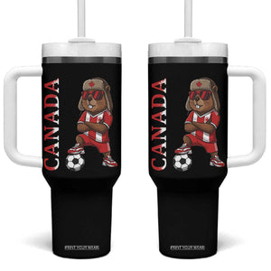 Proud Canada Soccer Beaver Tumbler With Handle Funny Football Fan Gift TS12 One Size: 40 oz Black Print Your Wear