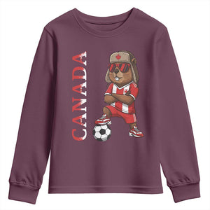 Proud Canada Soccer Beaver Youth Sweatshirt Funny Football Fan Gift TS12 Maroon Print Your Wear