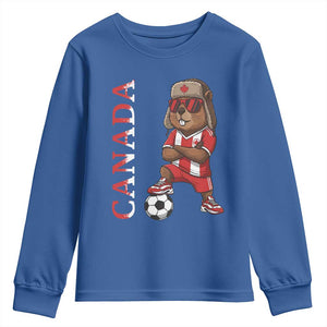 Proud Canada Soccer Beaver Youth Sweatshirt Funny Football Fan Gift TS12 Royal Blue Print Your Wear