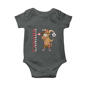 Proud Canada Soccer Moose Baby Onesie Canadian Football Fan TS12 Dark Heather Print Your Wear
