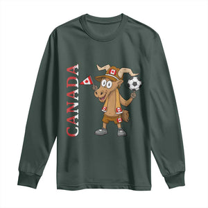 Proud Canada Soccer Moose Long Sleeve Shirt Canadian Football Fan TS12 Dark Forest Green Print Your Wear
