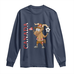 Proud Canada Soccer Moose Long Sleeve Shirt Canadian Football Fan TS12 Navy Print Your Wear