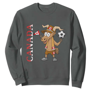 Proud Canada Soccer Moose Sweatshirt Canadian Football Fan TS12 Dark Heather Print Your Wear