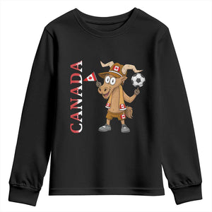 Proud Canada Soccer Moose Youth Sweatshirt Canadian Football Fan TS12 Black Print Your Wear