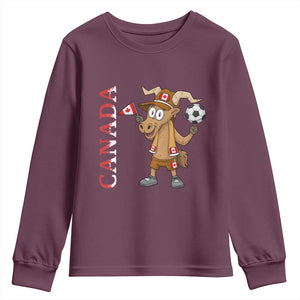 Proud Canada Soccer Moose Youth Sweatshirt Canadian Football Fan TS12 Maroon Print Your Wear