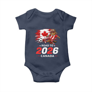 Proud Canada Soccer Beaver Baby Onesie Road To 2026 TS12 Navy Print Your Wear