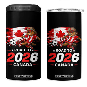 Proud Canada Soccer Beaver 4 in 1 Can Cooler Tumbler Road To 2026 TS12 One Size: 16 oz Black Print Your Wear