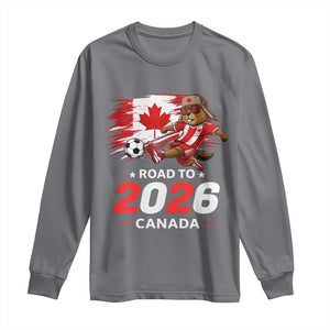 Proud Canada Soccer Beaver Long Sleeve Shirt Road To 2026 TS12 Charcoal Print Your Wear