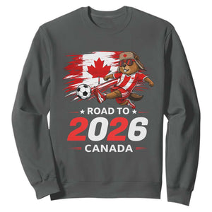 Proud Canada Soccer Beaver Sweatshirt Road To 2026 TS12 Dark Heather Print Your Wear