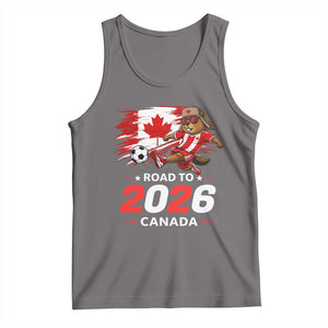 Proud Canada Soccer Beaver Tank Top Road To 2026 TS12 Deep Heather Print Your Wear