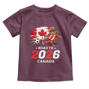 Proud Canada Soccer Beaver Toddler T Shirt Road To 2026 TS12 Maroon Print Your Wear