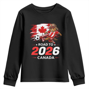 Proud Canada Soccer Beaver Youth Sweatshirt Road To 2026 TS12 Black Print Your Wear