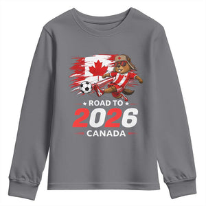 Proud Canada Soccer Beaver Youth Sweatshirt Road To 2026 TS12 Charcoal Print Your Wear
