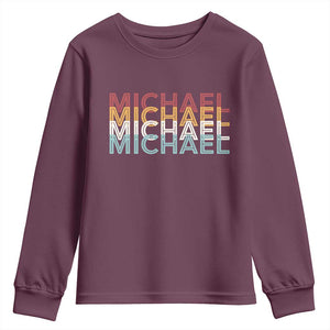Michael Birthday Gift Youth Sweatshirt Vintage Retro Michael Name Typography TS12 Maroon Print Your Wear
