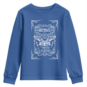 Michael The Man The Myth The Legend Youth Sweatshirt Vintage Gift For Michael Name TS12 Royal Blue Print Your Wear