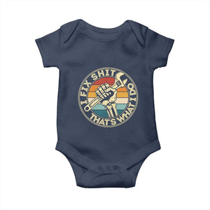 Vintage Skeleton Wrench Graphic Baby Onesie I Fix Shit Thats What I Do TS12 Navy Print Your Wear