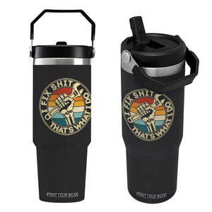 Vintage Skeleton Wrench Graphic Flip Straw Tumbler I Fix Shit Thats What I Do TS12 One Size: 30 oz Black Print Your Wear