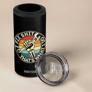 Vintage Skeleton Wrench Graphic 4 in 1 Can Cooler Tumbler I Fix Shit Thats What I Do TS12 Print Your Wear