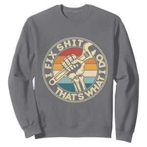 Vintage Skeleton Wrench Graphic Sweatshirt I Fix Shit Thats What I Do TS12 Charcoal Print Your Wear