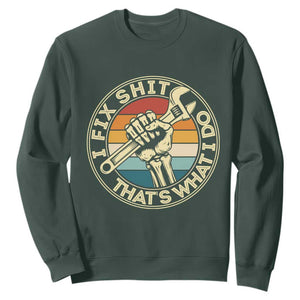 Vintage Skeleton Wrench Graphic Sweatshirt I Fix Shit Thats What I Do TS12 Dark Forest Green Print Your Wear