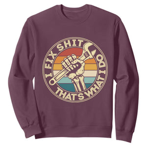 Vintage Skeleton Wrench Graphic Sweatshirt I Fix Shit Thats What I Do TS12 Maroon Print Your Wear