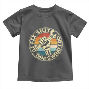 Vintage Skeleton Wrench Graphic Toddler T Shirt I Fix Shit Thats What I Do TS12 Dark Heather Print Your Wear