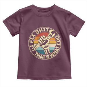 Vintage Skeleton Wrench Graphic Toddler T Shirt I Fix Shit Thats What I Do TS12 Maroon Print Your Wear