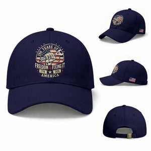 USA 250th Anniversary Patriotic Mechanic Baseball Cap Freedom And Fixing It TS12 Baseball Cap Universal Fit Dark Blue Print Your Wear