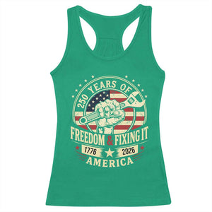 USA 250th Anniversary Patriotic Mechanic Racerback Tank Top Freedom And Fixing It TS12 Irish Green Print Your Wear