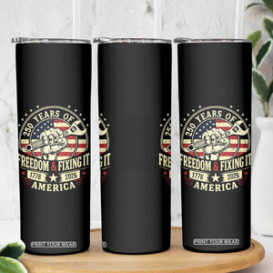 USA 250th Anniversary Patriotic Mechanic Skinny Tumbler Freedom And Fixing It TS12 Print Your Wear