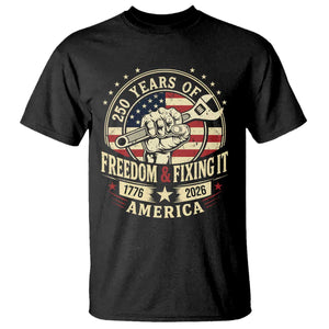 USA 250th Anniversary Patriotic Mechanic T Shirt Freedom And Fixing It TS12 Black Print Your Wear