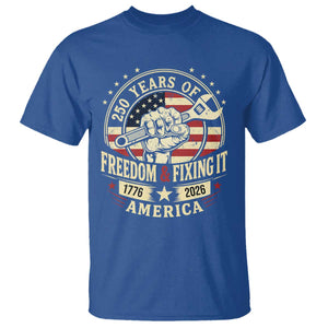 USA 250th Anniversary Patriotic Mechanic T Shirt Freedom And Fixing It TS12 Royal Blue Print Your Wear
