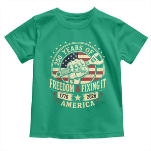USA 250th Anniversary Patriotic Mechanic Toddler T Shirt Freedom And Fixing It TS12 Irish Green Print Your Wear