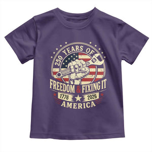 USA 250th Anniversary Patriotic Mechanic Toddler T Shirt Freedom And Fixing It TS12 Purple Print Your Wear