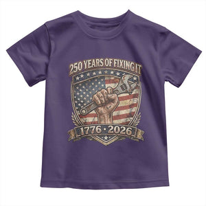 250 Years Of Fixing It Toddler T Shirt America 250th Anniversary Mechanic TS12 Purple Print Your Wear