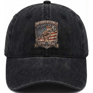 250 Years Of Fixing It Washed Cotton Baseball Cap America 250th Anniversary Mechanic TS12 Print Your Wear