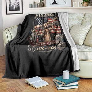 250 Years Of Fixing It Mechanic Pride Throw Blanket America 250 Anniversary Gift TS12 Print Your Wear